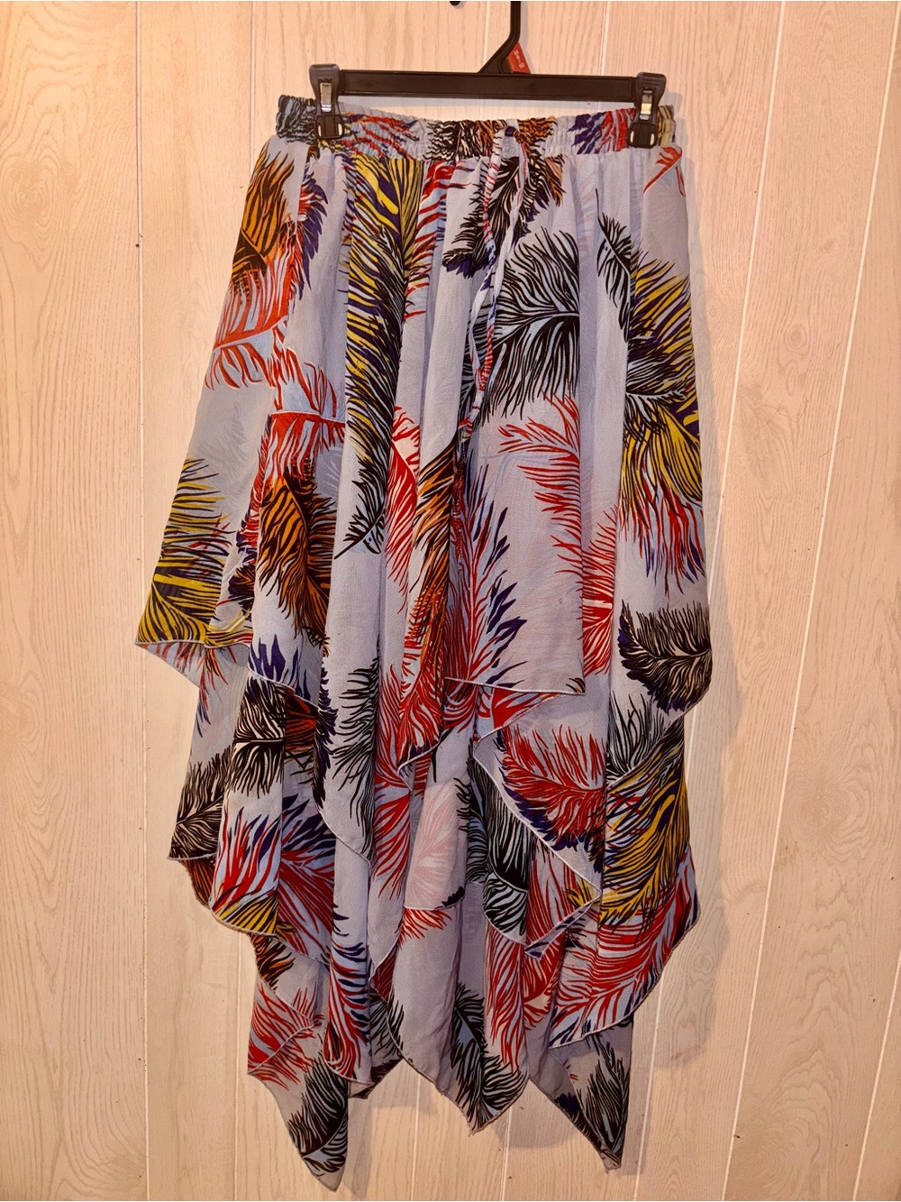 Advance Apparels Light Blue Multi-Color Feather Print Skirt
